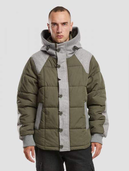 funktionale Brandit Herren Jacke mit Baumwolle Oliv-Gr&uuml;n/Grau