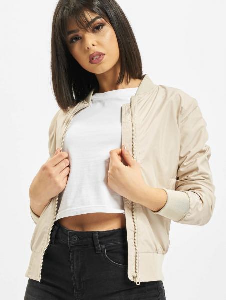 funktionale Urban Classics Damen Jacke Rei&szlig;verschluss Rippb&uuml;ndchen 78 g/m&sup2; Beige