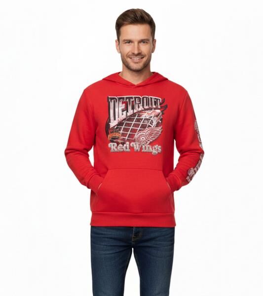 Hollister X NHL Detroit Red Wings Herren Hoodie mit Team-Logo-Print Baumwoll-Pullover 322-221-1606-500 Rot