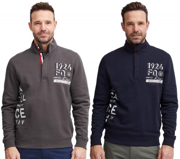 klassischer FQ1924 FQWilliam Herren Troyer mit Stehkragen Pullover 21900589 in Grau oder Blau