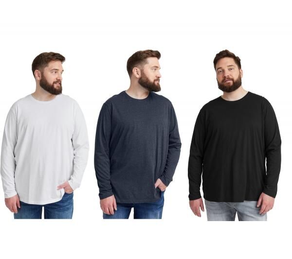 klassisches SOLID SDBedon BT Herren Longsleeve mit Rundhals Langarm-Shirt Gro&szlig;e Gr&ouml;&szlig;en 21300882 in Wei&szlig;, Dunkelblau oder Schwarz