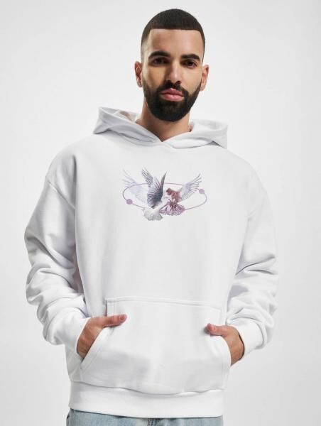 l&auml;ssiger Mister Tee Herren Hoodie Rippb&uuml;ndchen Kapuze 460 g/m&sup2; mit Baumwolle Wei&szlig;