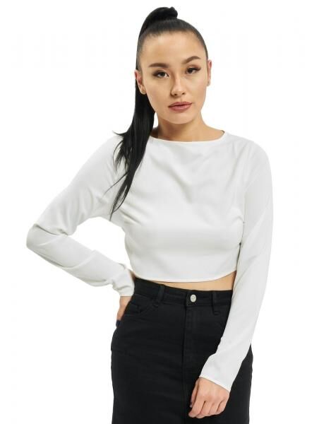 Missguided Crop-Longsleeve mit offenem R&uuml;cken in Wei&szlig;