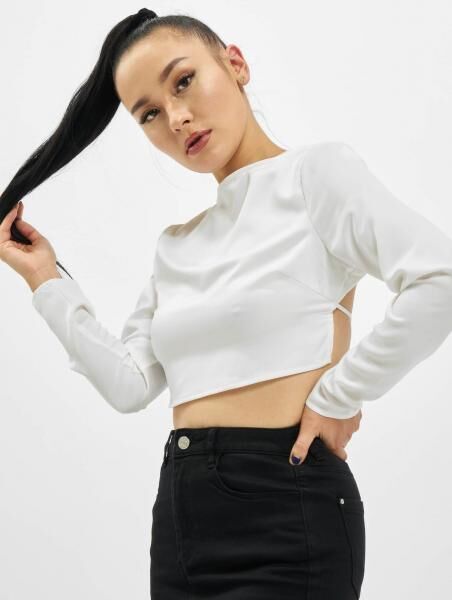 Missguided Crop-Longsleeve mit offenem R&uuml;cken in Wei&szlig;