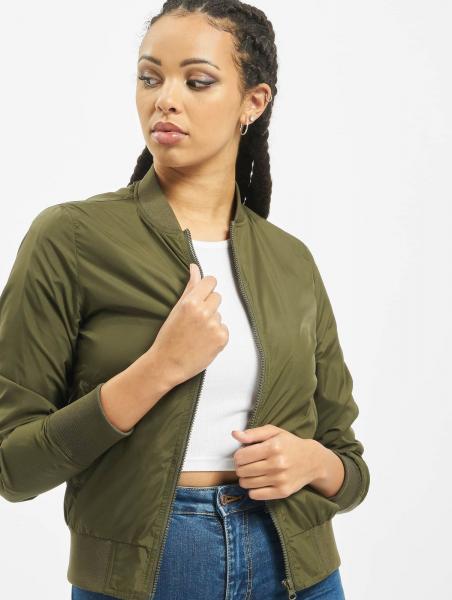 moderne Urban Classics Damen Jacke Rippb&uuml;ndchen 78 g/m&sup2; Milit&auml;r-Gr&uuml;n