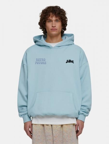 moderner Lost Youth Herren Hoodie Rippb&uuml;ndchen Kapuze 460 g/m&sup2; mit Baumwolle Hell-Blau