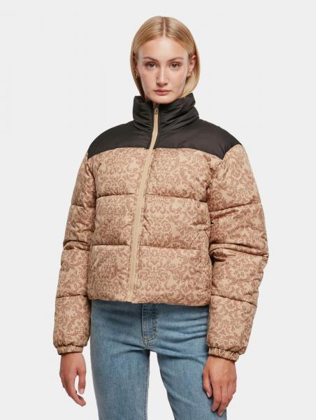 stylische Urban Classics Damen Jacke Rei&szlig;verschluss Taschen 78 g/m&sup2; Beige/Schwarz
