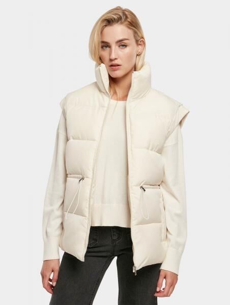 stylische Urban Classics Damen Jacke Rei&szlig;verschluss Taschen 78 g/m&sup2; Ecru-Wei&szlig;
