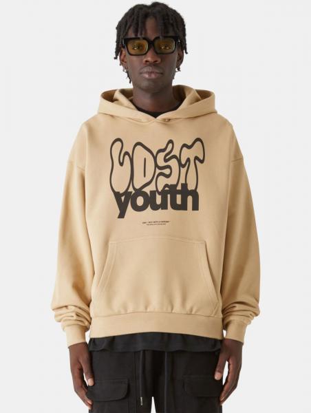 weicher Lost Youth Herren Hoodie Rippb&uuml;ndchen Kapuze 460 g/m&sup2; mit Baumwolle Beige