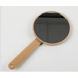 Kompakter Handspiegel aus Holz / Bambus – Eleganter Schminkspiegel mit Griff (1A-Ware)
