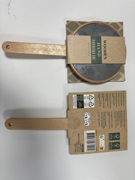 Kompakter Handspiegel aus Holz / Bambus – Eleganter Schminkspiegel mit Griff (1A-Ware)