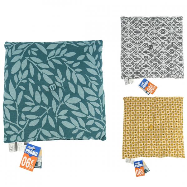 Ateliers du Linge stoelkussen 40 x 40 cm 3 assorti