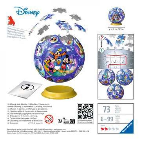 Disney Charaktere - 3D Puzzle Ball 72 Teile