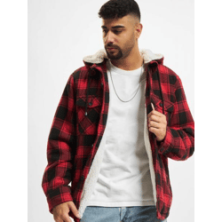lässige Brandit Herren Jacke Kordelzug Kapuze mit Baumwolle Rot/Schwarz