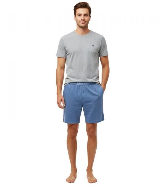 leichter SCOTCH & SODA Herren Pyjama 2-teiliges Shorty-Set mit Baumwolle kurzer Schlafanzug SSSP25M389721-410 Grau/Navy
