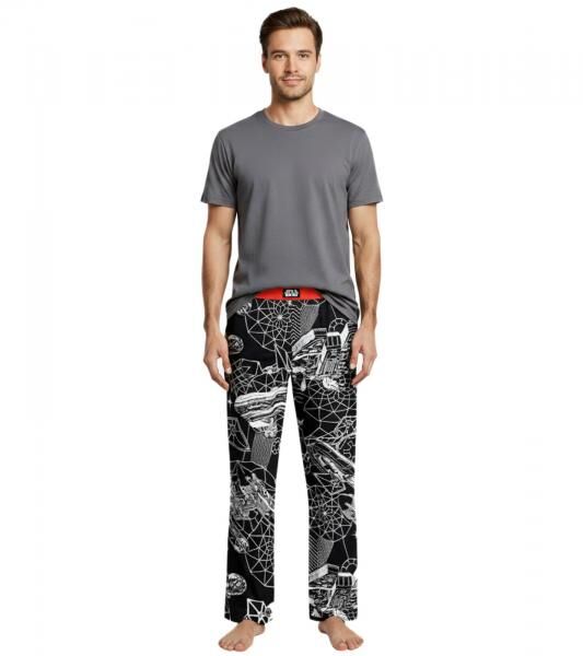 RE: COVERED X Star Wars&trade; Herren Pyjama-Hose Loungepants mit Raumschiff-Print Schlafanzug-Hose aus Baumwolle Modell RCDIF2107 Schwarz/Wei&szlig;
