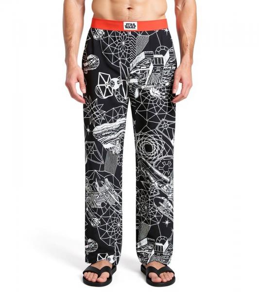 RE: COVERED X Star Wars&trade; Herren Pyjama-Hose Loungepants mit Raumschiff-Print Schlafanzug-Hose aus Baumwolle Modell RCDIF2107 Schwarz/Wei&szlig;
