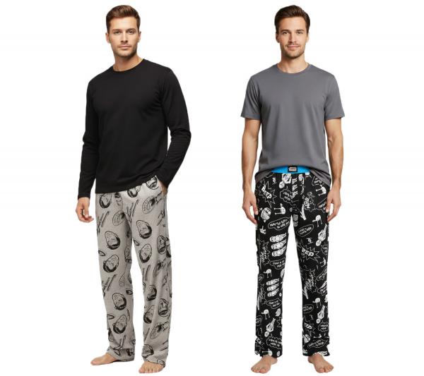 RE:COVERED Loungepants Herren Schlafanzug-Hose mit Star-Trek- oder Star-Wars Print Baumwolle Pyjama-Hose Grau oder Schwarz/Wei&szlig;
