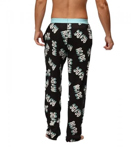 RE:COVERED X ACDC Loungepants Herren Schlafanzug-Hose mit ACDC Allover-Print Pyjama-Hose RCPER922 Schwarz