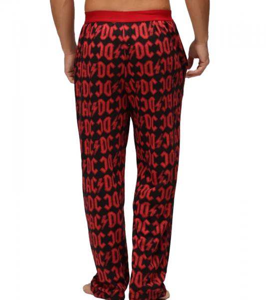 RE:COVERED X ACDC Loungepants Herren Schlafanzug-Hose mit ACDC Allover-Print Pyjama-Hose RCPER923 Schwarz/Rot