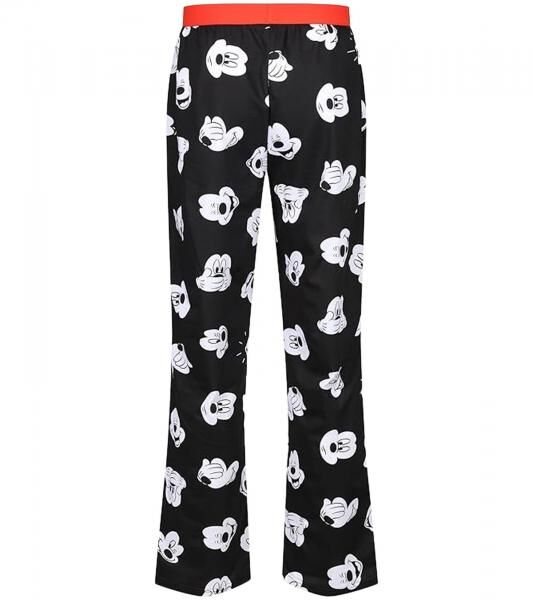 RE:COVERED X Disney Mickey Mouse Loungepants Herren Schlafanzug-Hose mit Mickey Mouse Print Baumwolle Pyjama-Hose RCDIF2106 Schwarz/Wei&szlig;