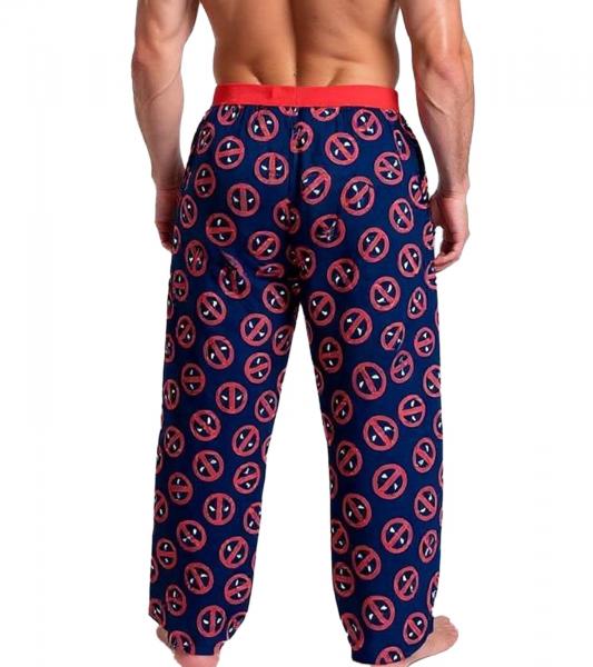RE:COVERED X MARVEL Deadpool Icon Repeat Loungepants Herren Schlafanzug-Hose Deadpool-Print Pyjama-Hose PCMARV504 Blau/Rot