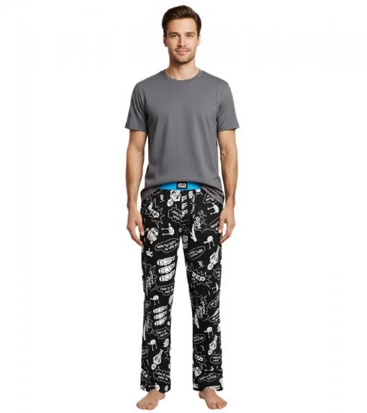 RE:COVERED X Star Wars Pyjama-Hose Herren Schlafanzug-Hose mit Star Wars Comics Aufdruck Print Baumwolle Loungepants RCDIF2108 Schwarz/Wei&szlig;