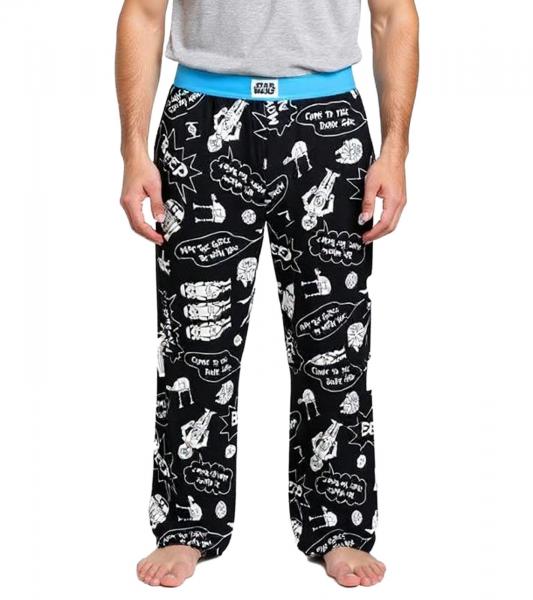 RE:COVERED X Star Wars Pyjama-Hose Herren Schlafanzug-Hose mit Star Wars Comics Aufdruck Print Baumwolle Loungepants RCDIF2108 Schwarz/Wei&szlig;