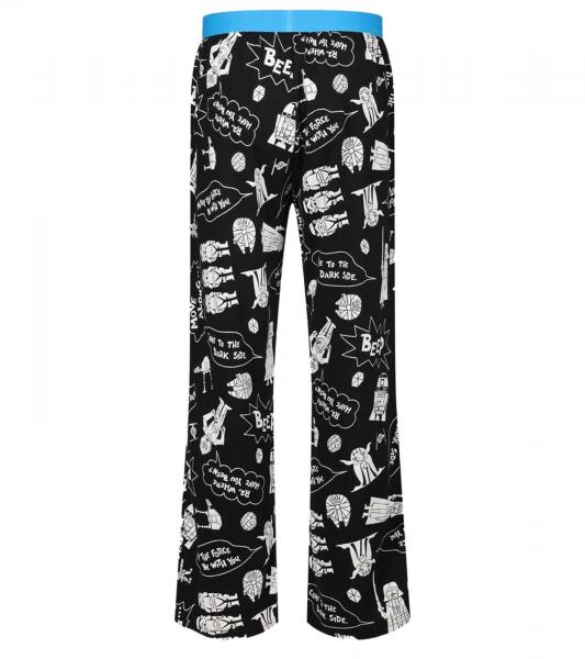 RE:COVERED X Star Wars Pyjama-Hose Herren Schlafanzug-Hose mit Star Wars Comics Aufdruck Print Baumwolle Loungepants RCDIF2108 Schwarz/Wei&szlig;