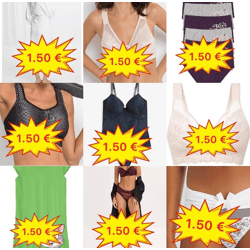 Ab 1,50 €/Stück Damenunterwäsche-Mix mit BHs, Tops, Slips, Strings, Shorts, Pyjamas und Bademode, Größen XS–XXXL