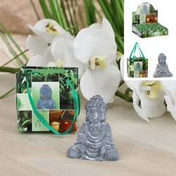 Buddha in small gift bag, gray, approx. 5cmH