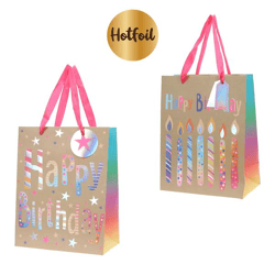 Geschenktüte Happy Birthday, 2/s, L, ca.32cmH