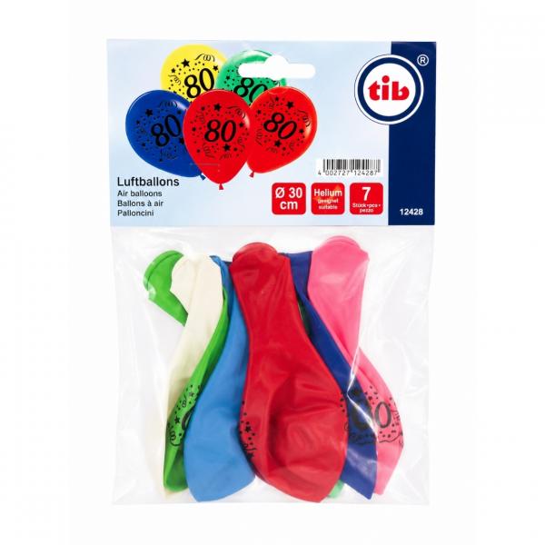 Luftballons „80 Jahre“, 30 cm, 7 Stück