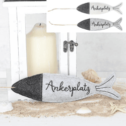 Felt Fish Decoration, Anchor Point 2/s, approx. 24 cm x 7 cm 