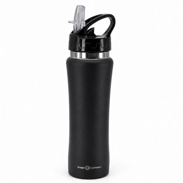 Green Canteen Trinkflasche aus Gummi und Edelstahl/schwarz, 750 ml
