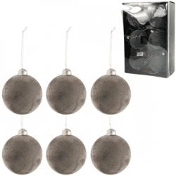 J-Line-Weihnachtskugeln aus Glas, anthrazit, 8 cm, 6 Stück