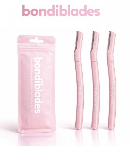 3er Pack bondiblades Damen Derma Razor Dermaplaning-Rasierer zur entfernung von Flaumhaaren Gesichtsrasierer Rosa