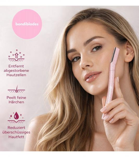 3er Pack bondiblades Damen Derma Razor Dermaplaning-Rasierer zur entfernung von Flaumhaaren Gesichtsrasierer Rosa
