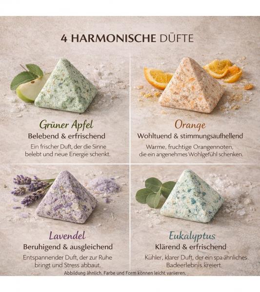4er Pack fesh! Aroma Badebomben in vier verschiedene Farben und Duftrichtungen nachhaltiges Bade-Zubehör 4x40gr Wellness Blau/Lila/Orange/