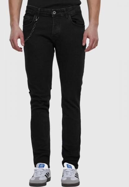 bequeme 2Y Premium Herren Jeans Skinny Fit Stretch mit Baumwolle Schwarz