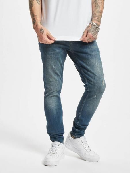 bequeme 2Y Premium Herren Jeans Skinny Fit Stretch Taschen mit Baumwolle Blau