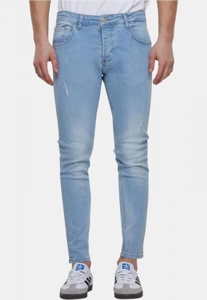 bequeme 2Y Premium Herren Jeans Skinny Fit Stretch Taschen mit Baumwolle Blau