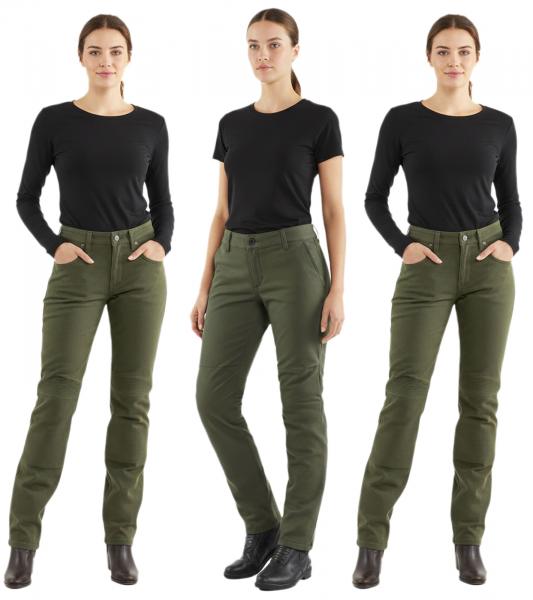 DAINESE Lady Tex Damen Motorrad-Hose mit Pro-Shape 2.0-Protektoren Motorrad-Jeans Motorrad-Chino Motorsport-Hose 202755 Oliv-Grün in Casua