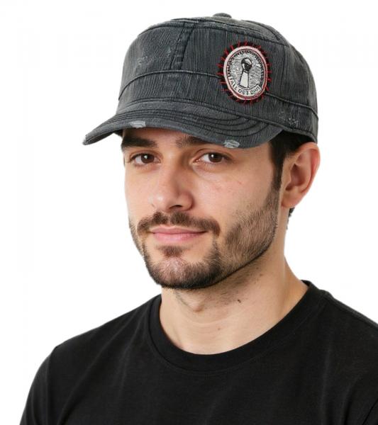 "FALL OUT BOY" Unisex Cap Baumwoll-Cap im millit&auml;rischen Schnitt mit leicht gebogenen Schnitt Grau/Rosa
