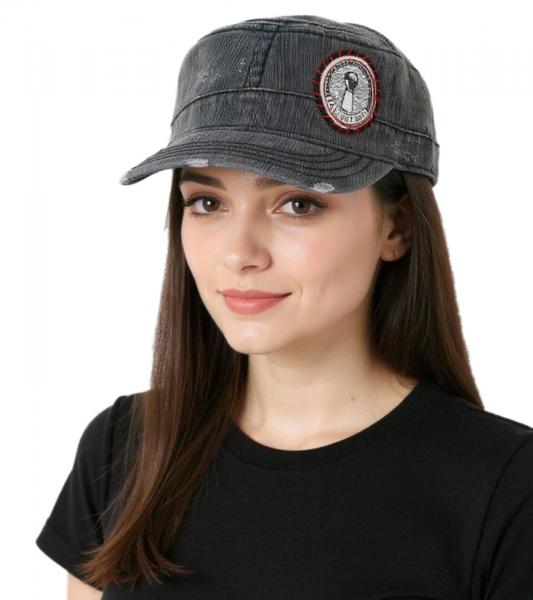 "FALL OUT BOY" Unisex Cap Baumwoll-Cap im millit&auml;rischen Schnitt mit leicht gebogenen Schnitt Grau/Rosa