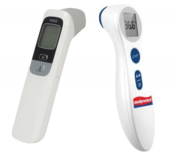 Infrarot-Thermometer corman Ir-T Medipresteril oder YASEE YS-TWA-1 Stirn-Thermometer Fieber-Thermometer ber&uuml;hrungslos Wei&szlig;