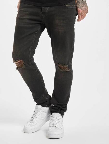 l&auml;ssige 2Y Premium Herren Jeans Skinny Fit Stretch Rei&szlig;verschluss mit Baumwolle Grau