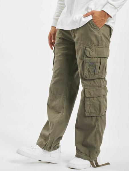 l&auml;ssige Brandit Herren Jeans Kordelzug Taschen mit Baumwolle Khaki