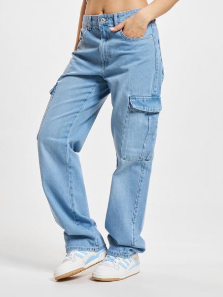l&auml;ssige Only Damen Jeans Straight Fit mit Baumwolle Blau