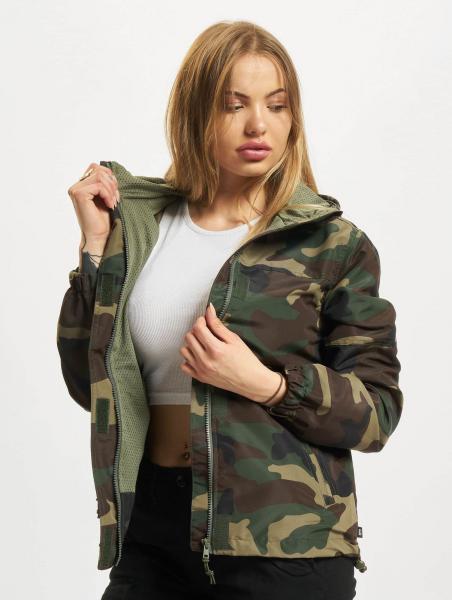 schlichte Brandit Damen Jacke Rei&szlig;verschluss Kapuze Camouflage
